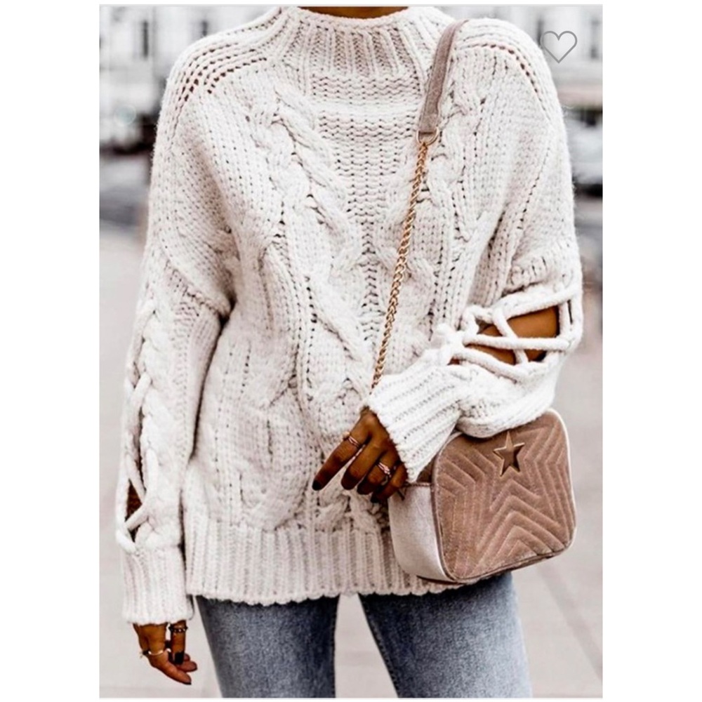 LAST ONE! Turtle Neck Cable Knit Sweater - Picture 4 of 10